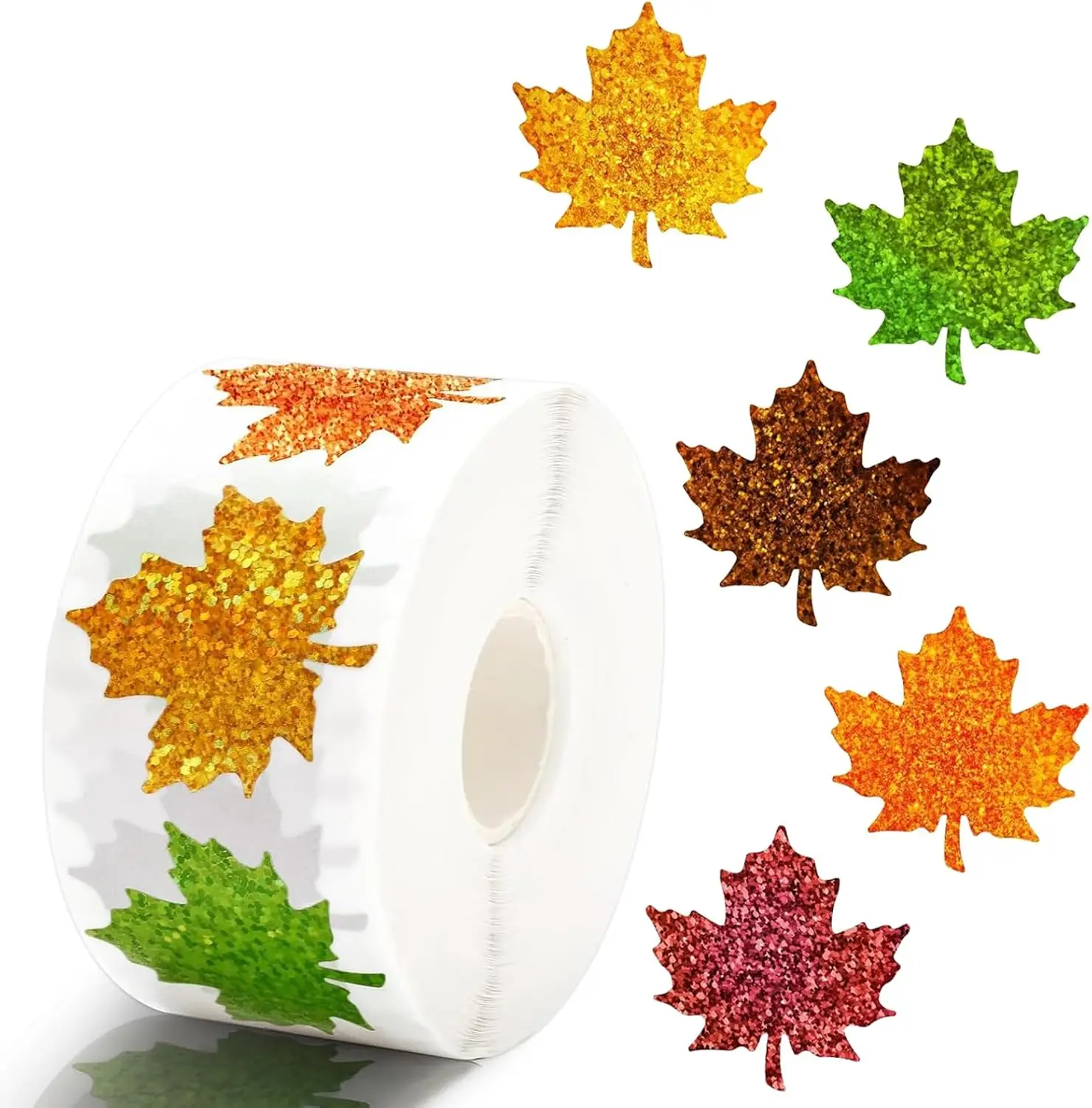 500 قطعة الخريف الشكر ورقة ملصقات 5 ألوان مابل ليف الشارات المجسم ملصقات للتسمية ذاتية اللصق لفة للخريف
