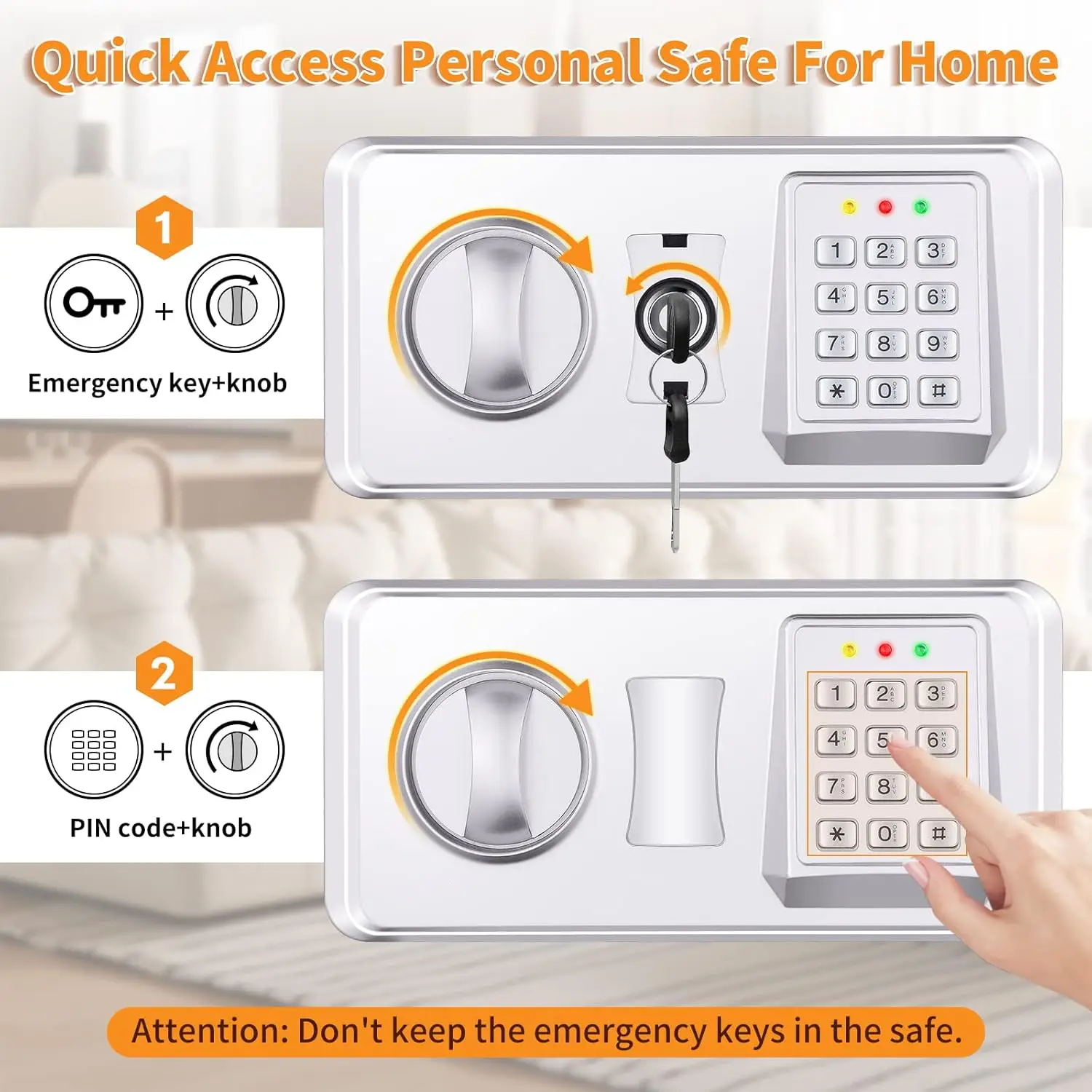 3.0 Cub Large Fireproof Safe Box for Home Use, Anti-Theft Home Safes Fireproof Waterproof, Money Safe for Home with Fireproof Ba