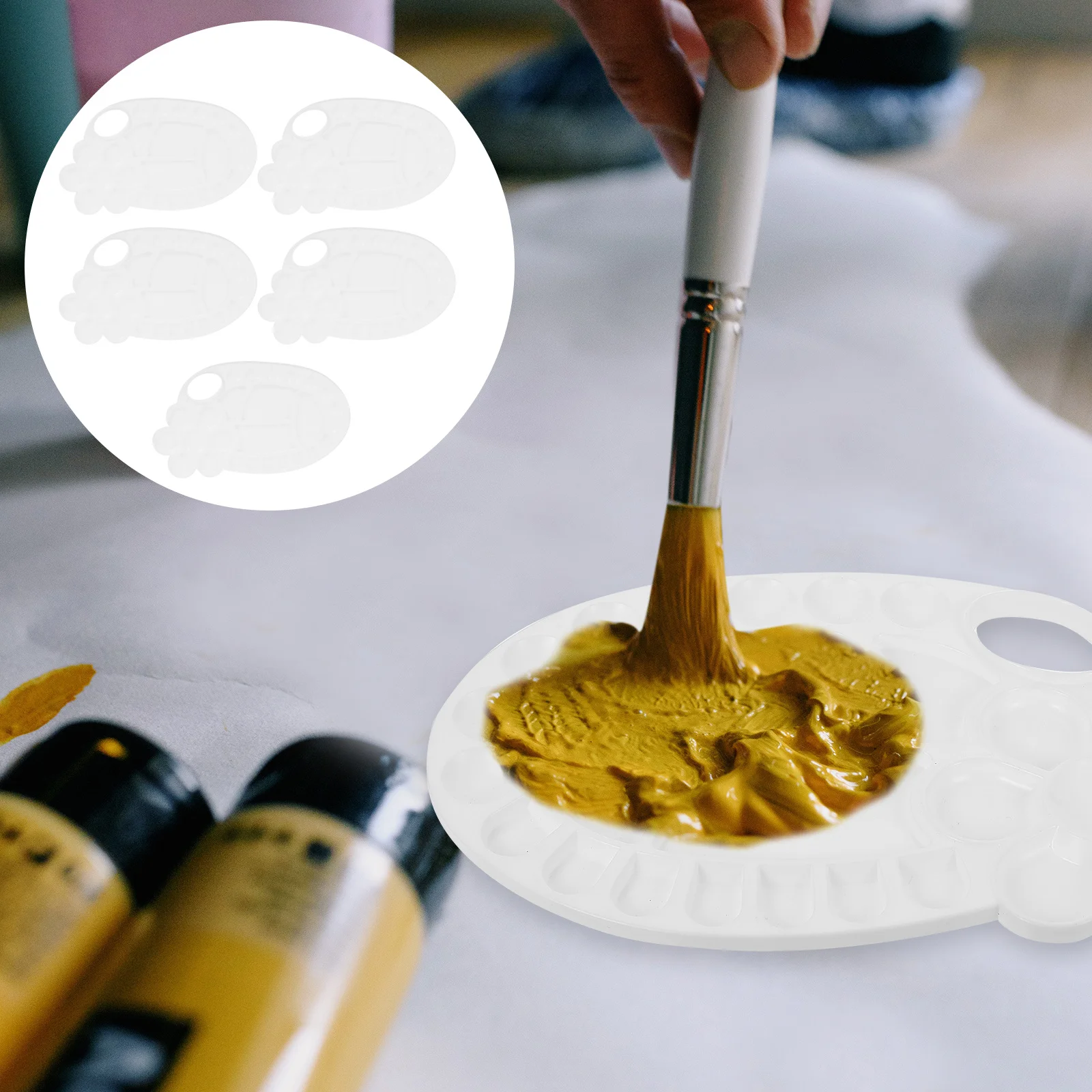 5 قطع من صواني الرسم البلاستيكية خفيفة الوزن، تصميم رائع للفنانين، هدايا، أدوات الرسم، لوحة خلط الألوان، لوحة خلط الألوان #4