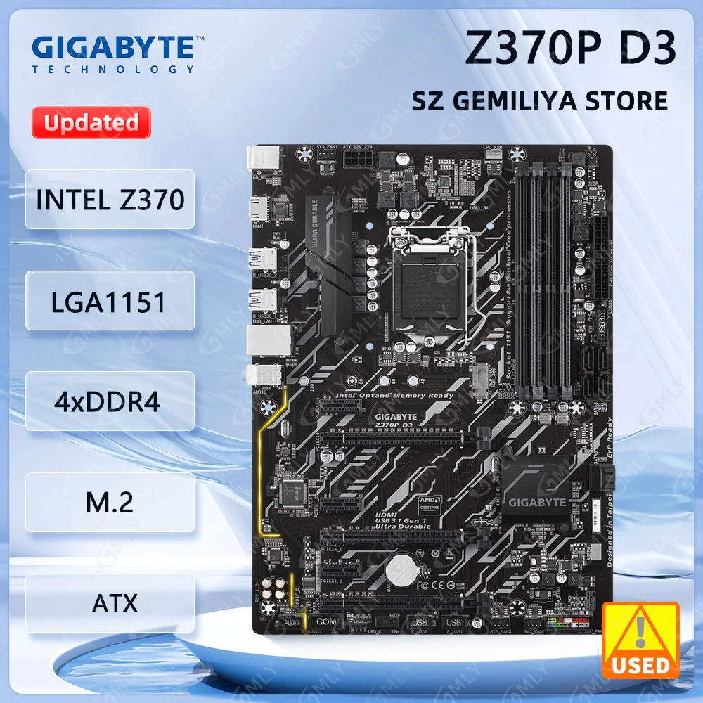 

Материнская плата GABYTE Z370P D3 LGA 1151 Intel Z370 DDR4 64 ГБ M.2 ATX с поддержкой процессора i7-9700 i5-9500 i5-9400 i3-9100 i3-8100