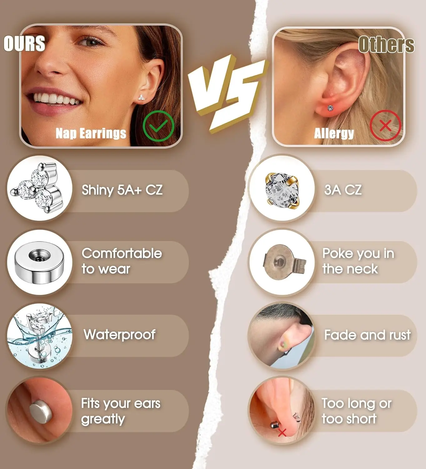 ボビスティ 敏感な耳のためのイヤリング 1個 サージカルステンレス製イヤリング 女性用 細身のフラットバックイヤリング スタッドフープ軟骨用