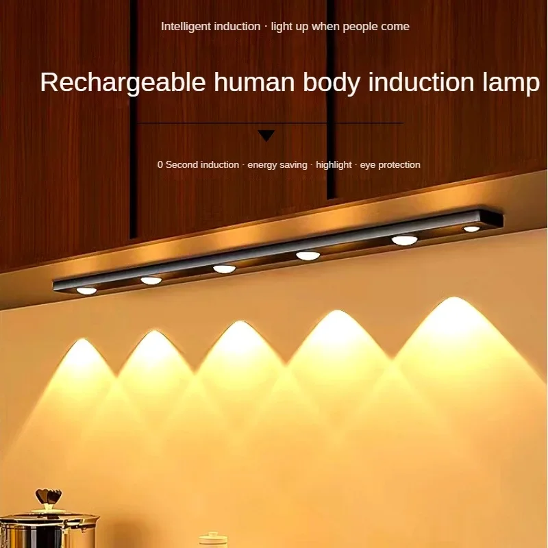 LED Night Light Kitchen Under Cabinet 20/30/40/50cm Rechargeable PIR Motion Sensor Closet Wardrobe Lamp Aluminum Night Light