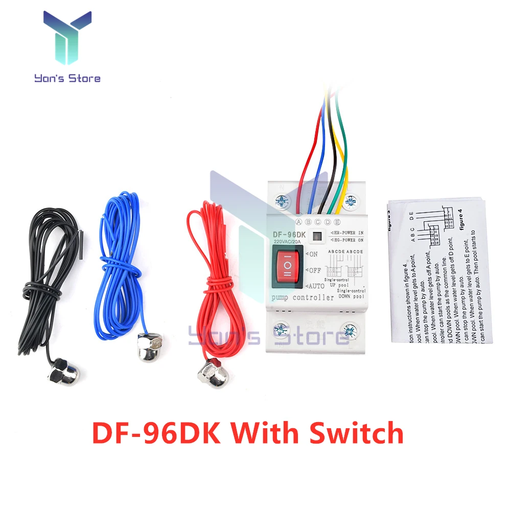 DF-96D DF-96DK Nước Cấp Bộ Điều Khiển Cảm Biến Tự Động Hoàn Toàn Tháp Nước Bể Bơi Mức Chất Lỏng Tiếp Sức Bơm Điều Khiển Với 2M Đầu Dò