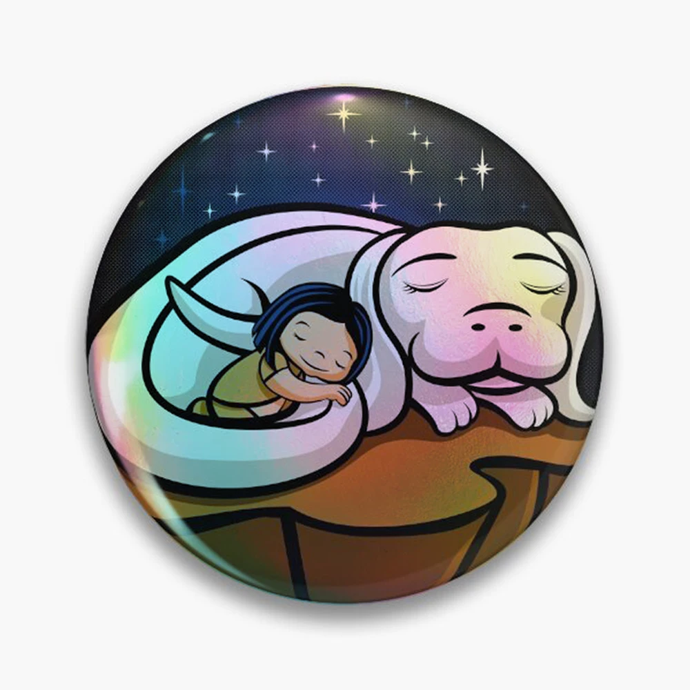 NeverEnding Friendship Pin Holographic Star Heart Pin Brooches Laminated Button Fashion Accessory
