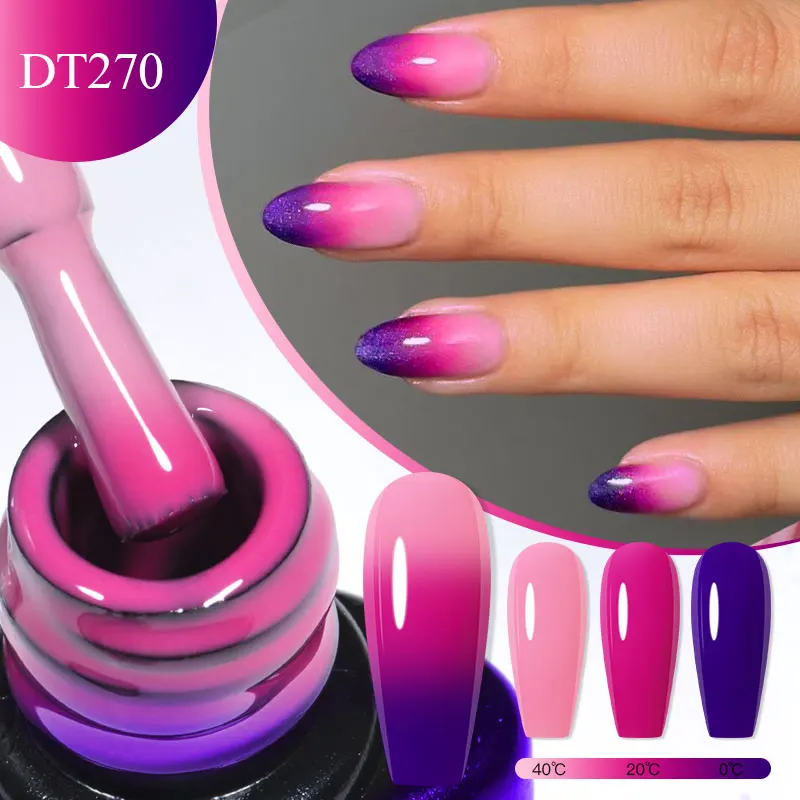 7ml Thermal Gel Nail Polish 3 Layers Temperature Color Changing Gel Winter Grey Semi Permanent Soak Off UV LED Nail Art Varnish