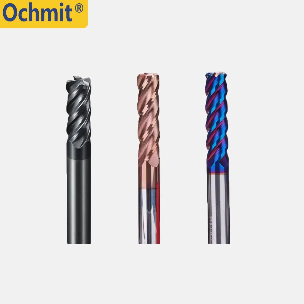 

Ochmit 1PC Radius Corner End Mill Cutting HRC 45 55 65 4 Flute 4 Alloy Carbide Tool Tungsten Steel Milling Cutter