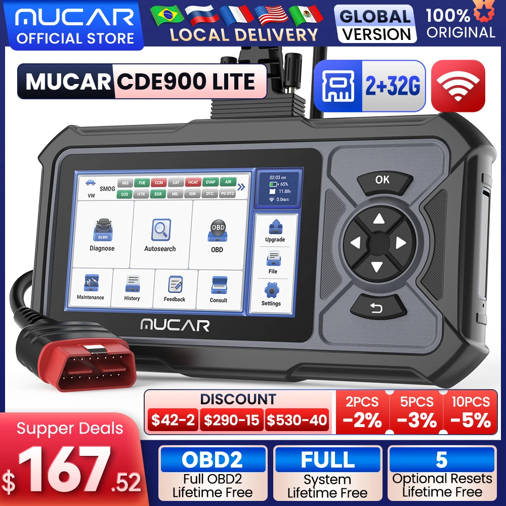 

MUCAR CDE900 LITE Car Diagnostic Tool Full System OBD2 Scanner SAS ABS Oil A/F Resets OBDII Car Code Reader Diagnostic Scan Tool