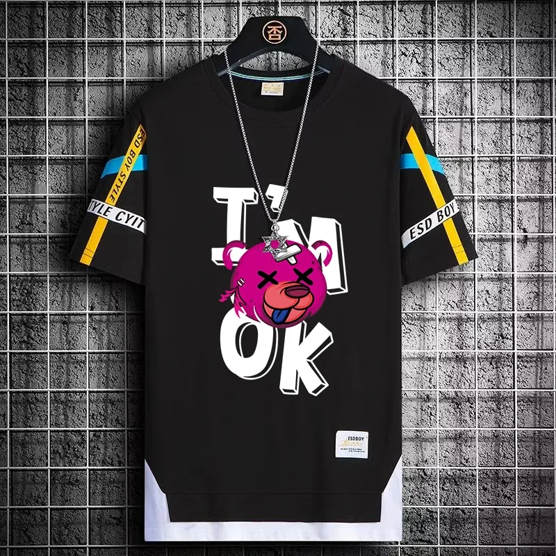 

Pop New Men's T Shirts Japan Fashion Streetwear Short Sleeve Tops Tees Trend Summer Men Clothing Harajuku Graphic T Shirt Men