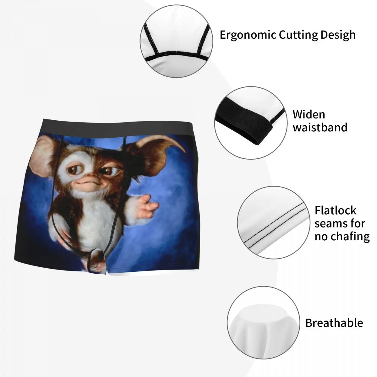 Custom Gremlins Underwear Men Stretch Gizmo Mogwai Monster Movie Boxer Briefs Shorts Panties Soft Underpants For Male