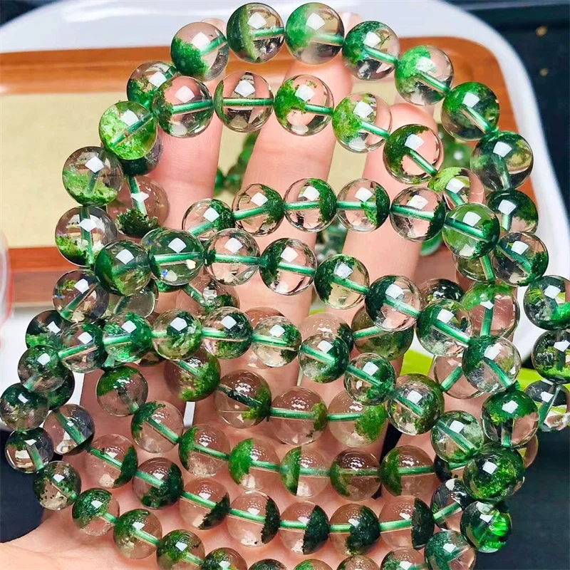 

Natural Green Garden Quartz Bracelet Fortune Energy Bangle Mineral String Woman Amulet Jewelry Healing Gift 1PCS 7/9/10MM