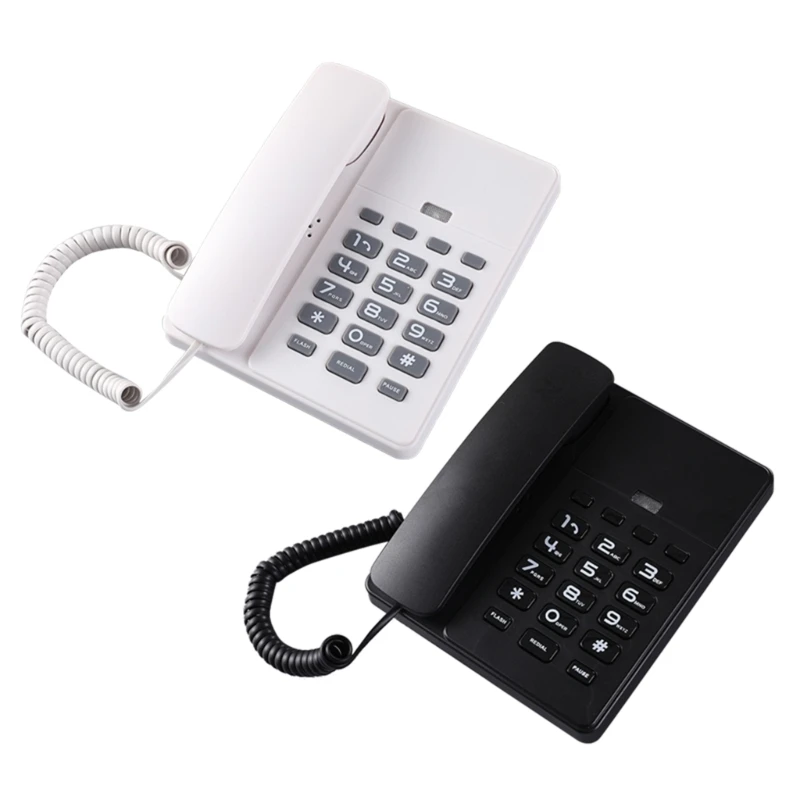 HCD Corded Phone Fixed Telephones Landline Phone with Redial Pause Desktop Telephone