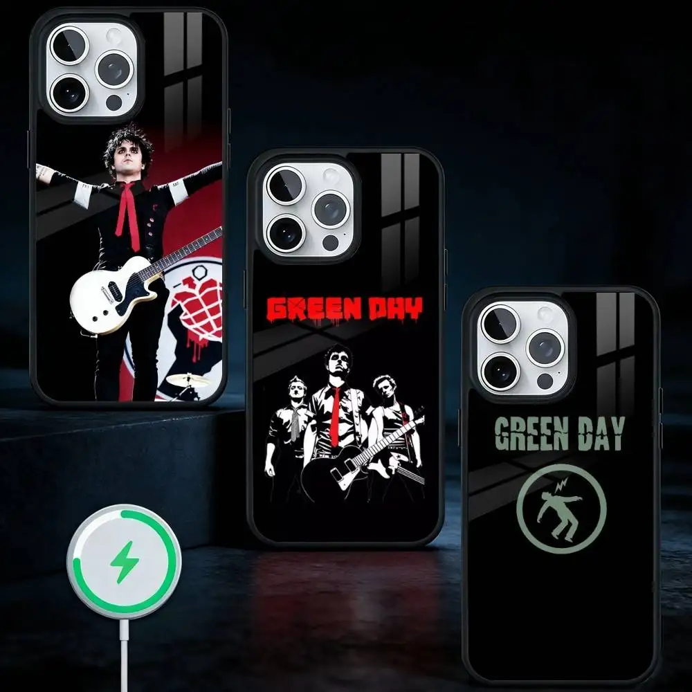 

G-Green Band Day Phone Case For iPhone17,16,15,14,13 Plus,Pro Max Magnetic For Magsafe Wireless Charging