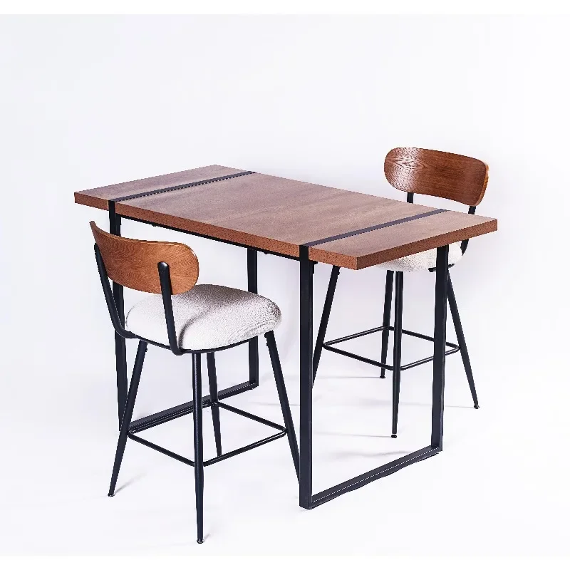 Stainless steel metal high backrest dining table and chairs modern luxury durable, environmentally friendly, lightweight