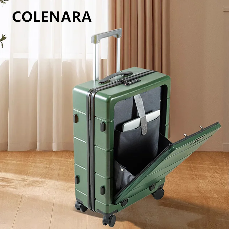 COLENARA 20インチ24インチ26インチラップトップスーツケースフロントオープニング多機能搭乗ボックスPCトロリーケースユニバーサルホイールローリングラゲッジ