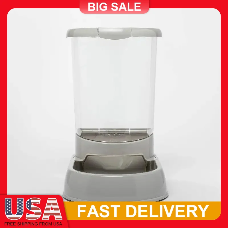 

5LBS Automatic Gravity Pet Feeder for Dogs Cats with Non Slip Base Dishwasher Safe Easy Fill Transparent Food Container