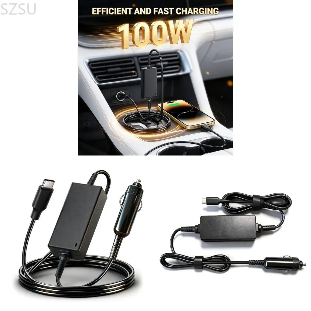 

SZSU PD100W Быстрое автомобильное зарядное устройство типа разъем C для ноутбуков Металлический корпус из АБС-пластика