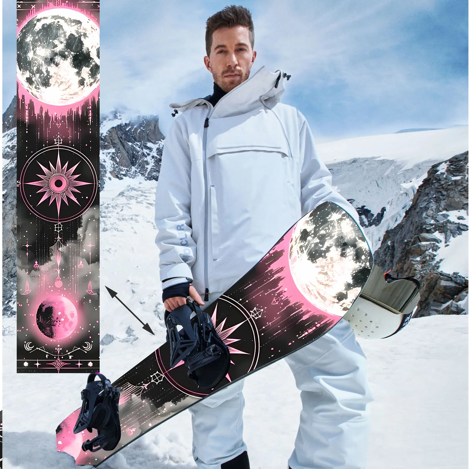 

1 шт., модная наклейка для сноуборда с изображением луны и астрологии, крутая наклейка с узором для сноуборда, декоративная наклейка для сноуборда, незаменимый элемент декора.