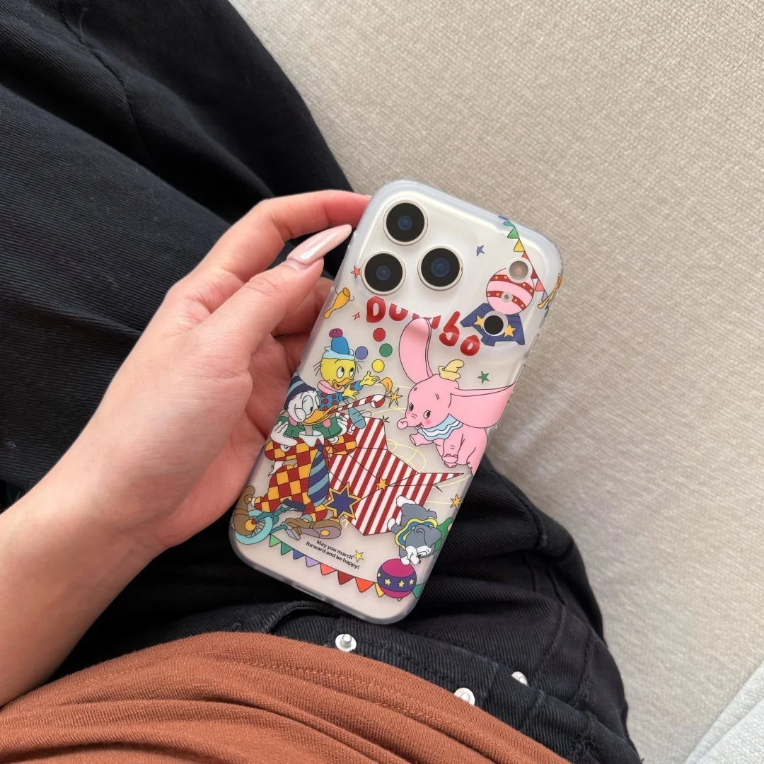 

Christmas Carnival Mickey Minnie Mouse Dumbo Phone Case for iPhone 17 16 15 14 13 Pro Max 14 Plus 16E Funny Soft Cover Fundas