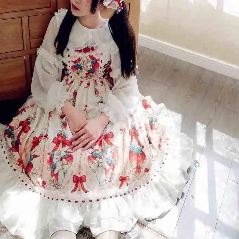 Lolita inner navy collar long-sleeved autumn Lolita exclusive transparent sweet vitality versatile chiffon shirt