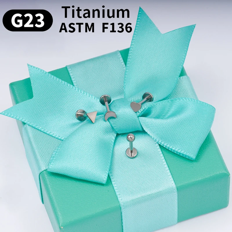 G23 Titanium Pircing stud earring for women Cartilage Helix Earrings Labret Jewelry Heart & Moon Lightning small Stud