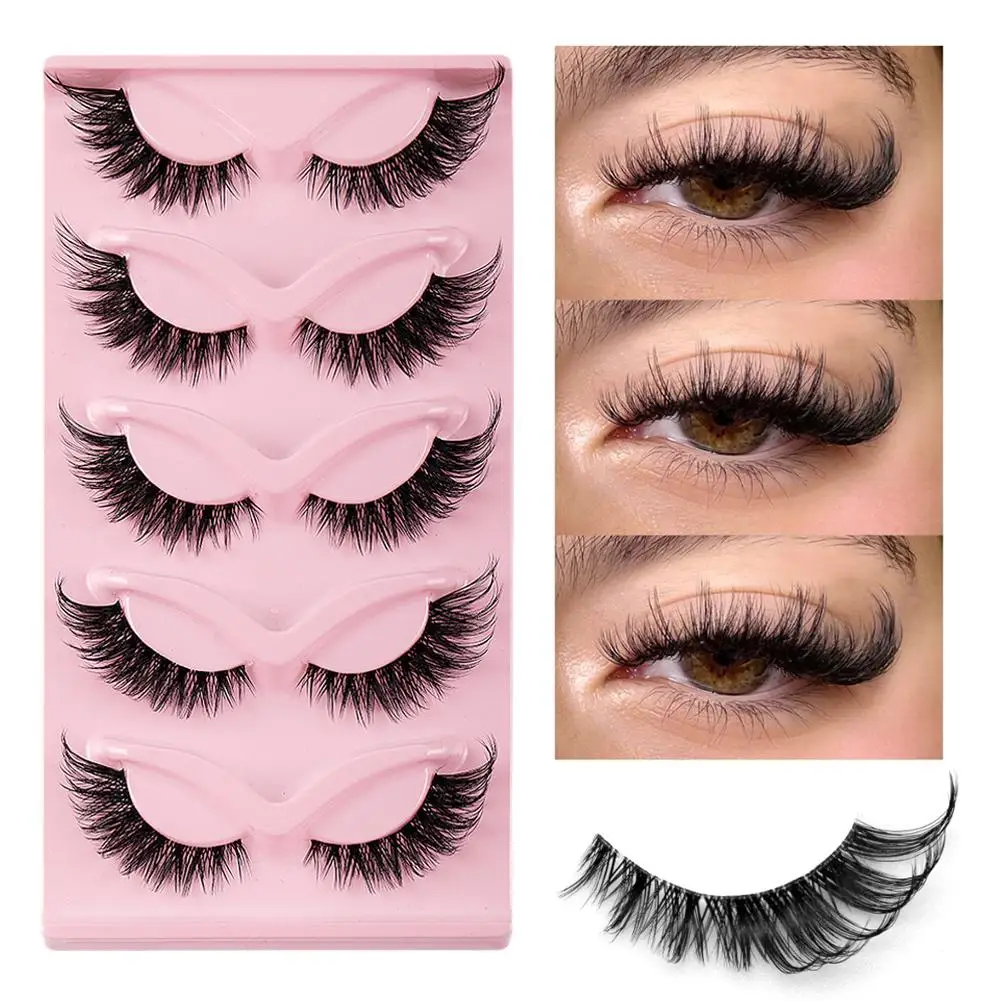 5 Pairs False Fluffy Russian Strip Lashes 3D Fake Lashes Makeup Messy False Eyelashes Fluffy Thick Lashes
