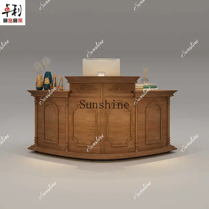 Front desk company reception beauty salon store paint register European retro bar  FT