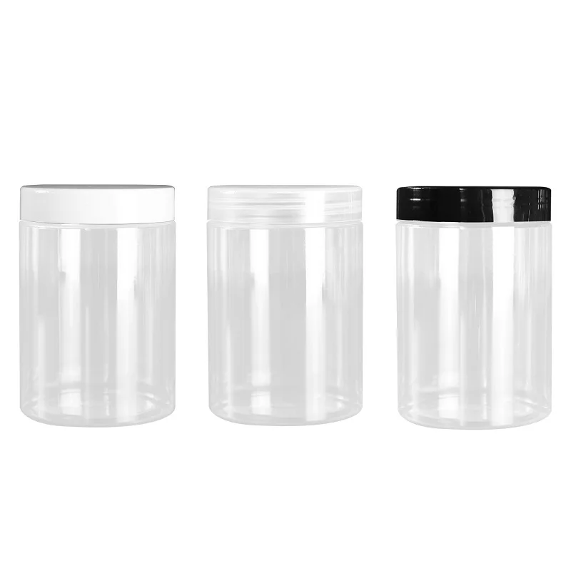 

300ML Dia.68 Refillable Bottle Cream Containers Empty Plastic Cosmetic Pots Silver Clear White Black Gold Screw Lid Plastic Jars