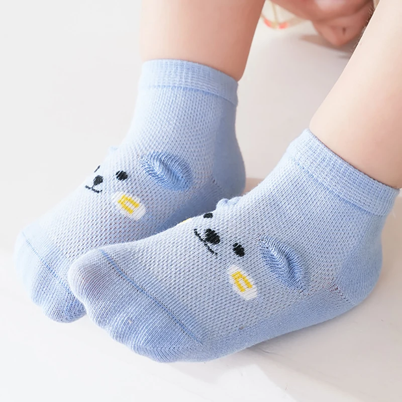 3 Pairs/lot 0-3Y Baby Socks Summer Thin Breathable Pure Cotton Newborn Kids Socks Cartoon Anti Slip Chilidren's Floor Socks