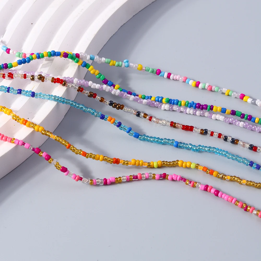 Modische, bunte, handgefertigte Perlenkette für Damen und Mädchen, Party- und Festivalschmuck, Geschenkidee – Detail 3