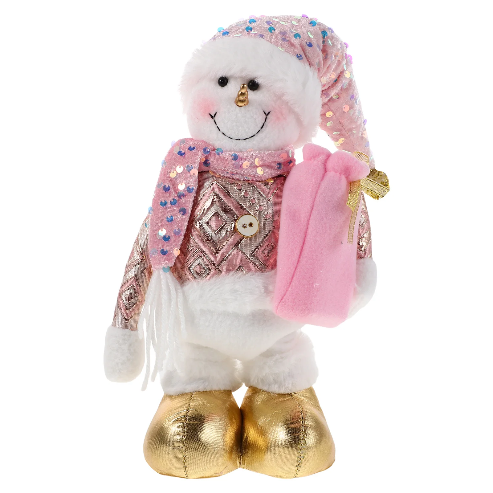 

Christmas Decorations Festive Gold Scene Prop Adjustable s Pink Statue Elder