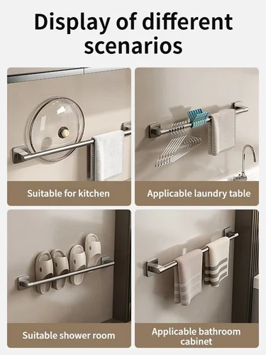 Imagen 2 del producto No es necesario perforar paredes para instalación, toallero de baño/gancho/toallero/estante de trapo de cocina, accesorios de baño