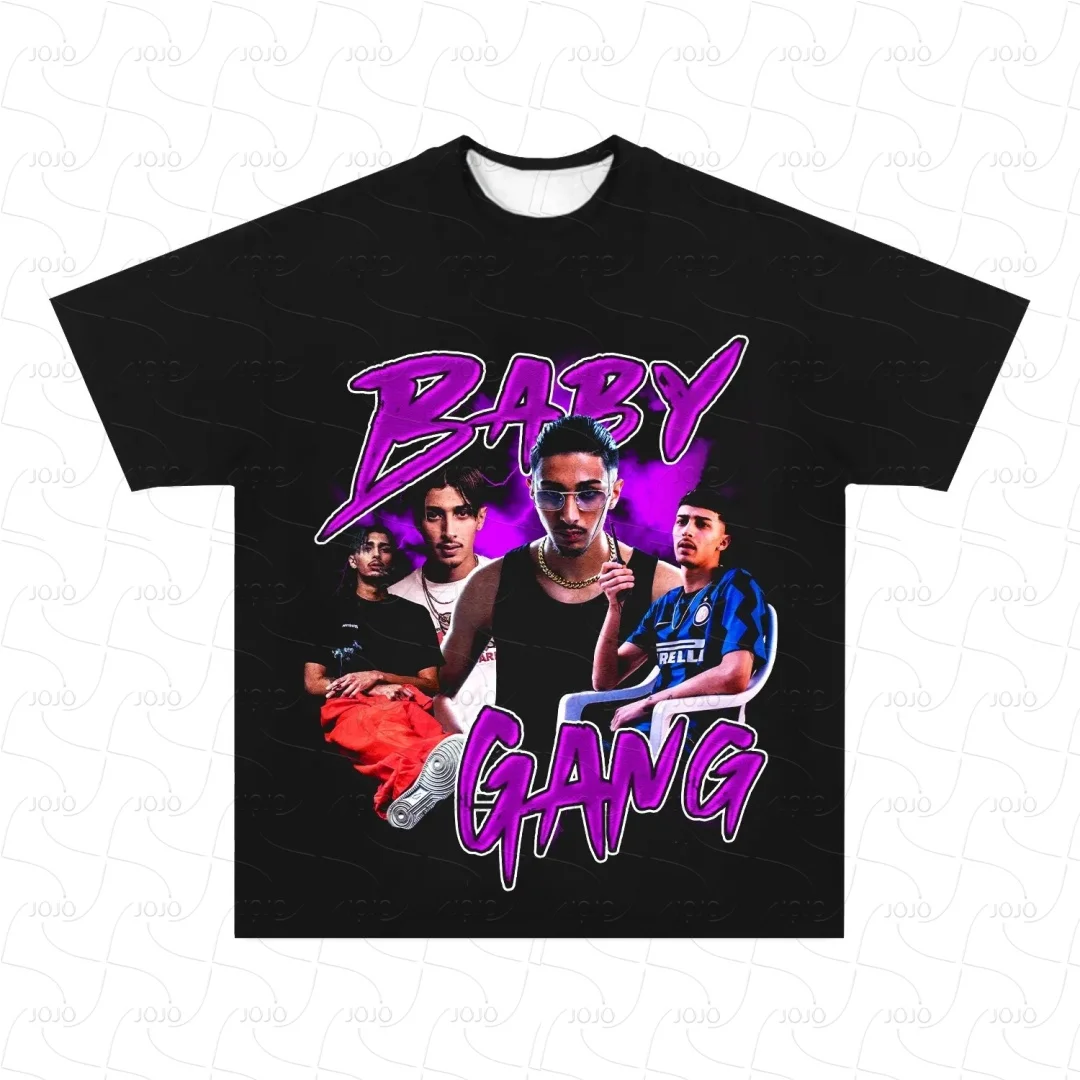 

Rap Star Baby Gang Retro Graphic Couple T-Shirt Men's Hip Hop Clothing Y2k Unisex Fashion Oversize AJAX Gangster Top for Rappers