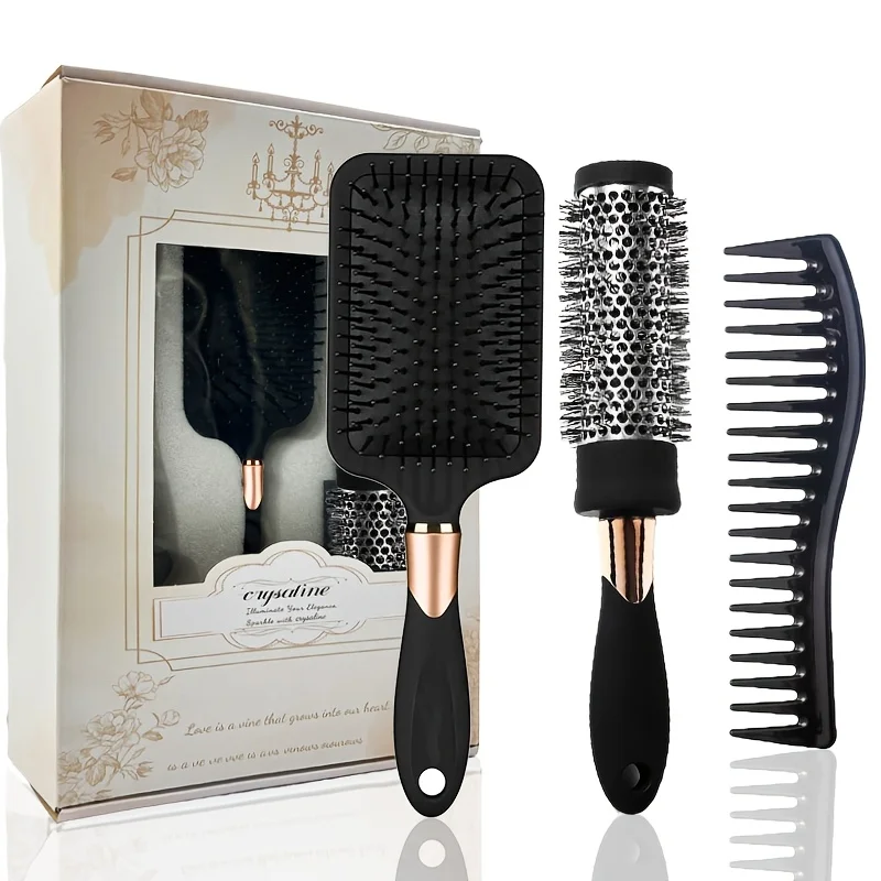 

Новый стильный расческа-подушка, черная расческа для массажа кожи головы, расческа для разглаживания волос, набор из трех расчесок для придания объема и пышности волосам
