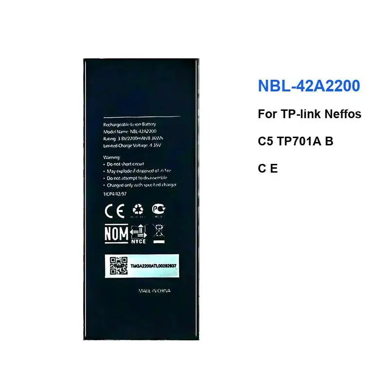 

For TP-Link Neffos C5 TP701A B C E Mobile Phone Battery Safe And Reliable 2200Mah Nbl-42A2200