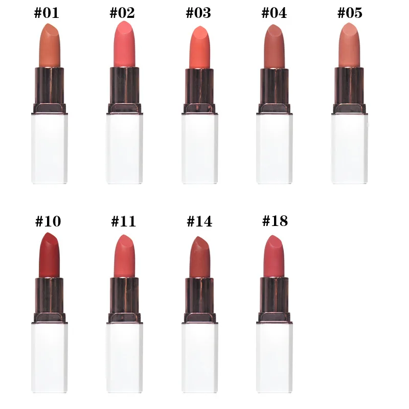 Ultra Matte Lipstick สีโลโก้ที่กำหนดเองหรูหราสีขาวฉลากส่วนตัวโหดร้ายฟรี Lips ซาตินแต่งหน้า