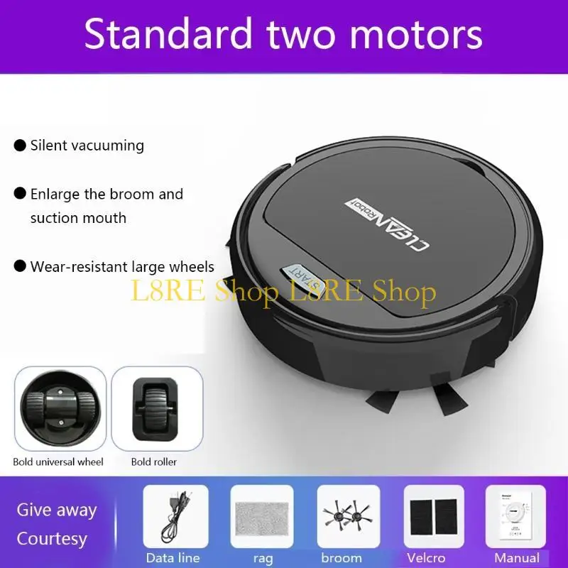 L8RE 3-in-1 Auto Robotic Vacuums Strong Suction Wet/Dry Use Low Noise Rechargeable