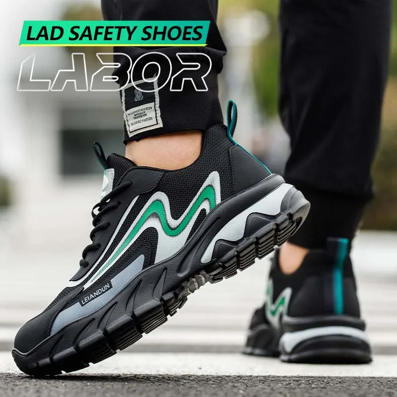 أحذية Leiandun الرجالية الصيفية المقاومة للرائحة وخفيفة الوزن ومريحة من الصلب لأصابع القدم للعمل للبناء