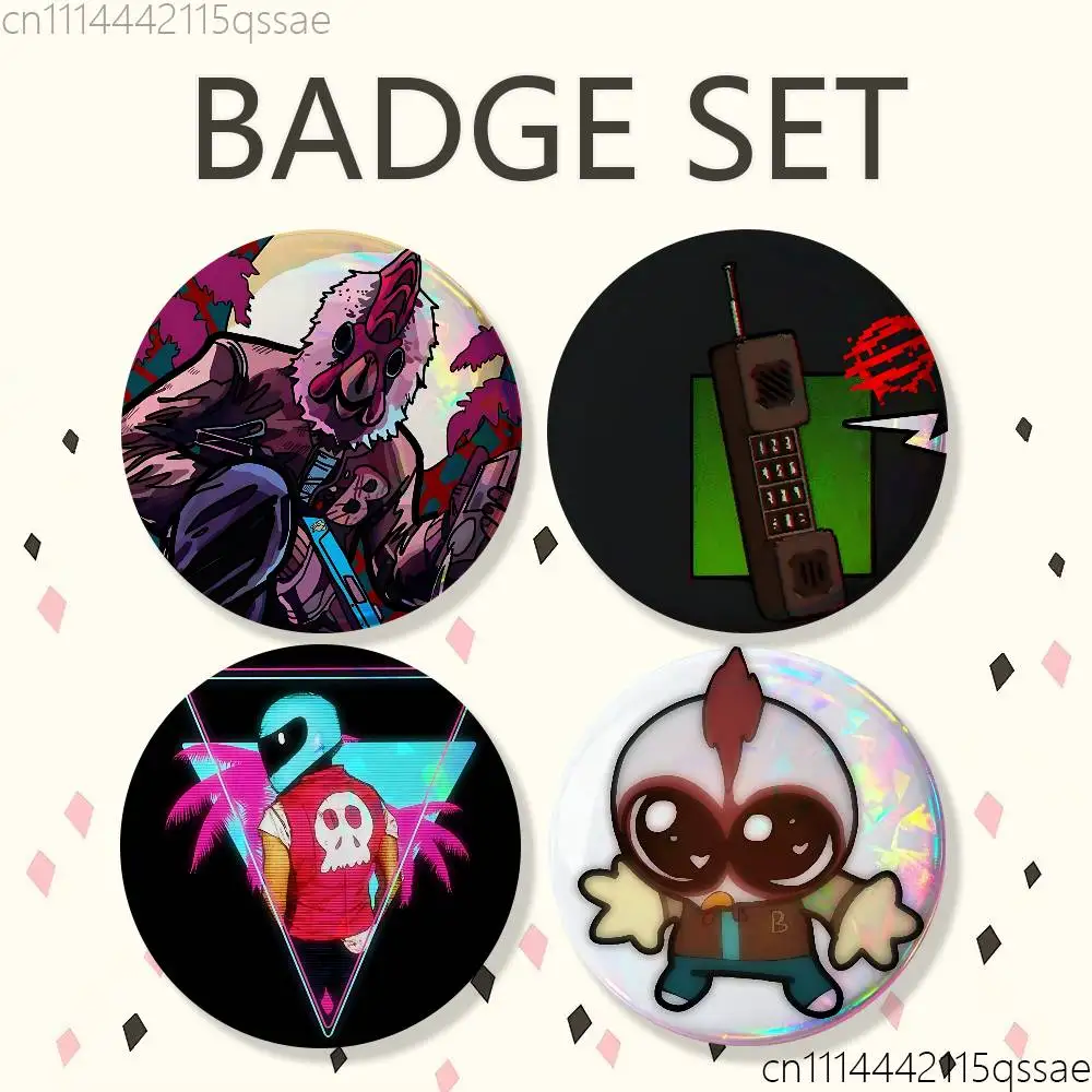 For Hotline Miami Son Jacket 25/32/44/58/75mm Badges Tinplate Soft Button Pin Brooch Metal Badge Custom Accessorie Hat Bag Lapel