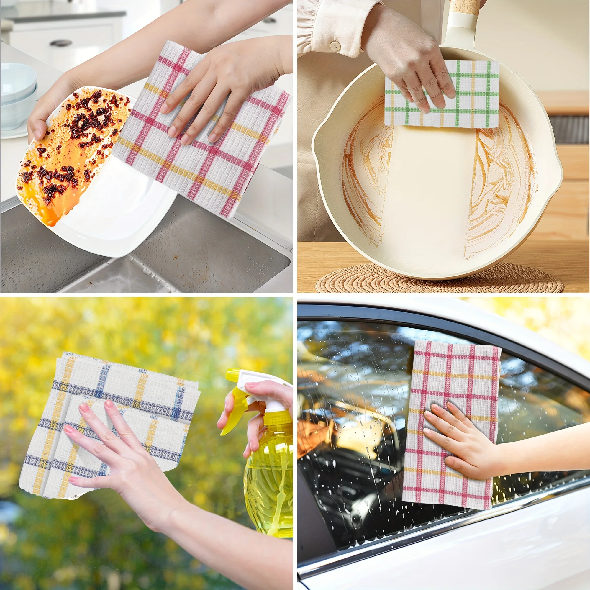 12Pc/Set Random Color Kitchen Dish Cloths, Soft Absorbent Dishwashing Towel
