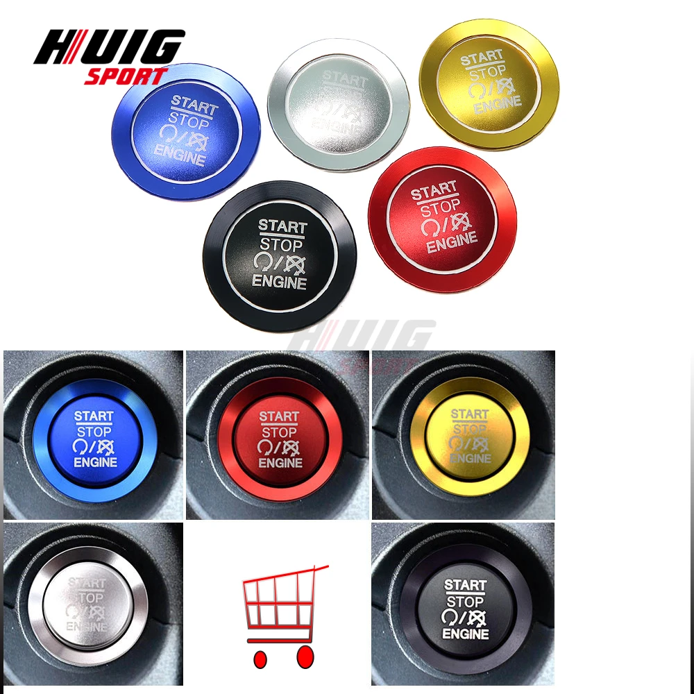 For Jeep Commander Wrangler Grand Cherokee Engine Start Stop Push Button Cap Ignition Start Switch Button Interior Accessories