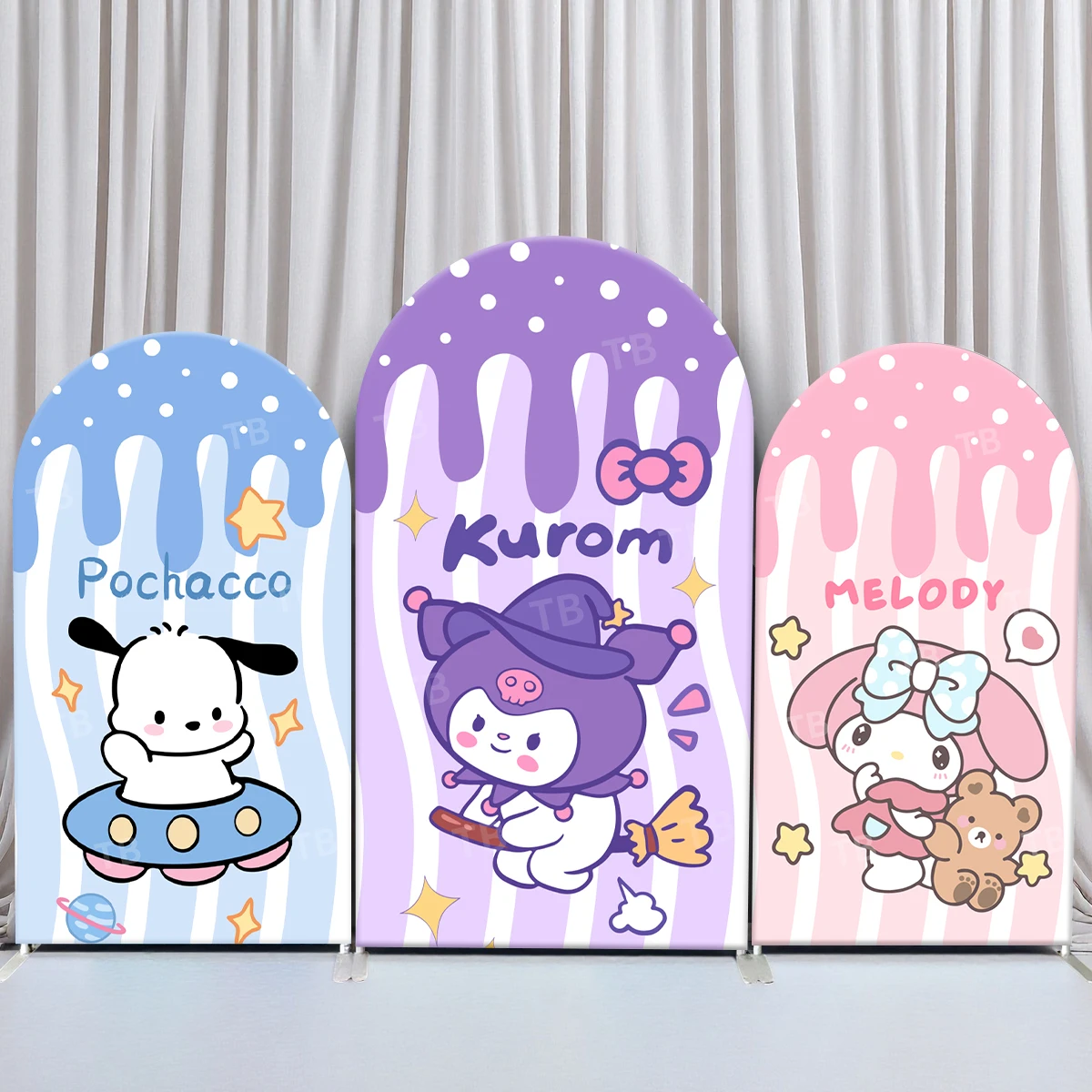 

TB Sanrio Pochacco HelloKitty Arch Backdrop Cover for Kid Birthday Baby Shower Photography Background Party Decor Elastic Fabric
