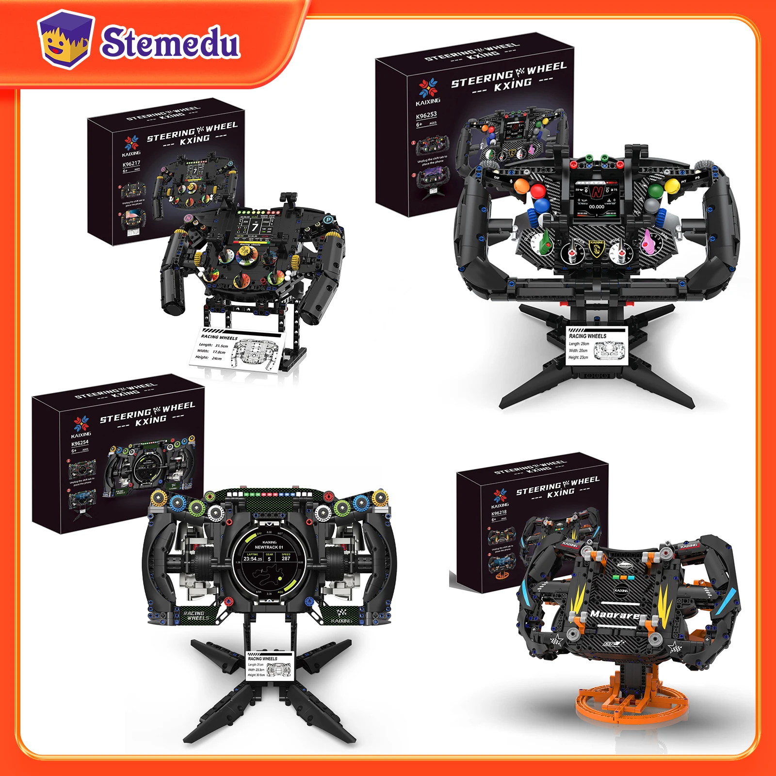 MOC Tecnico Volante per Auto da Corsa Building Blocks Macchinari Auto Sportive Assemblaggio Mattoni Modello Porta Telefono Regalo Creativo