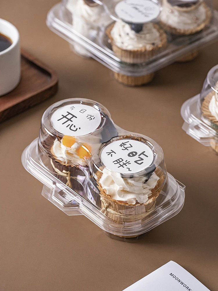 

Прозрачная пластиковая коробка для упаковки кондитерских изделий, индивидуальный лоток для кексов, кексов, бумажный лоток, коробка для упаковки мусса, одинарная коробка