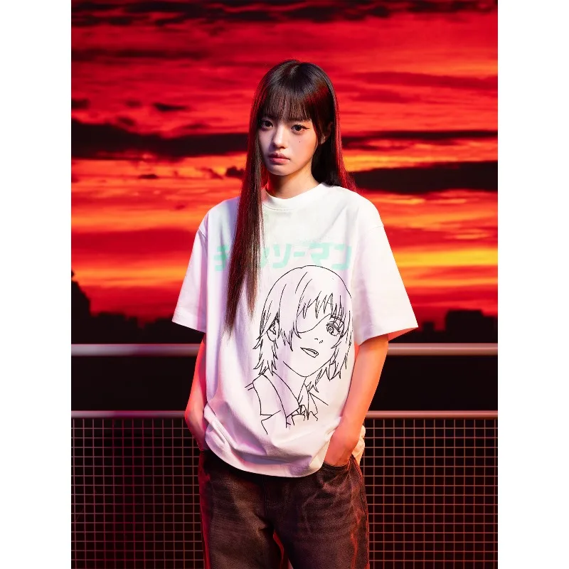 

Летний новый мультфильм аниме 3D принт с короткими рукавами пара повседневный круглый вырез универсальный быстросохнущий топ тренд