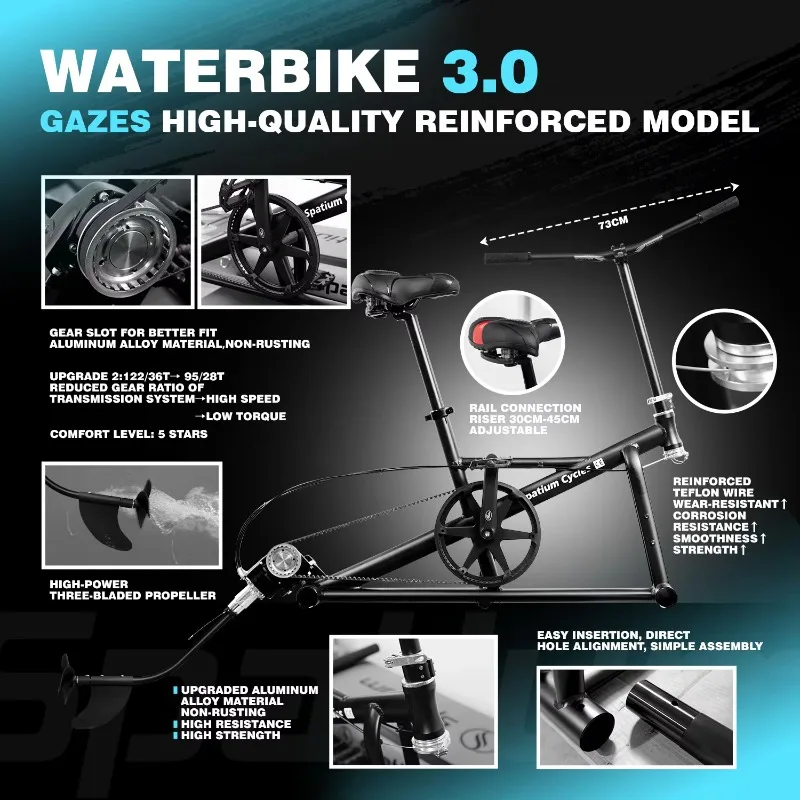 Portable Inflatable Water Bike With Propeller System Water Sports Equipment Inflatable Water Bike Bicycle For Sale