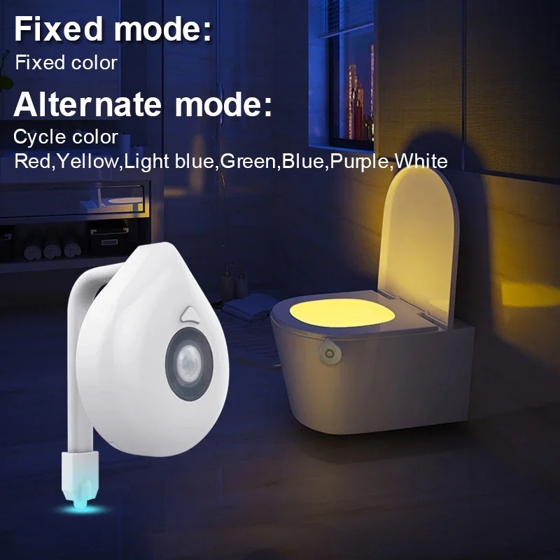 Lampe de cuvette de toilette à LED pour enfants, rétroéclairage, détecteur de mouvement, veilleuse, capteur de WC, lumière HOLamp, 8 couleurs