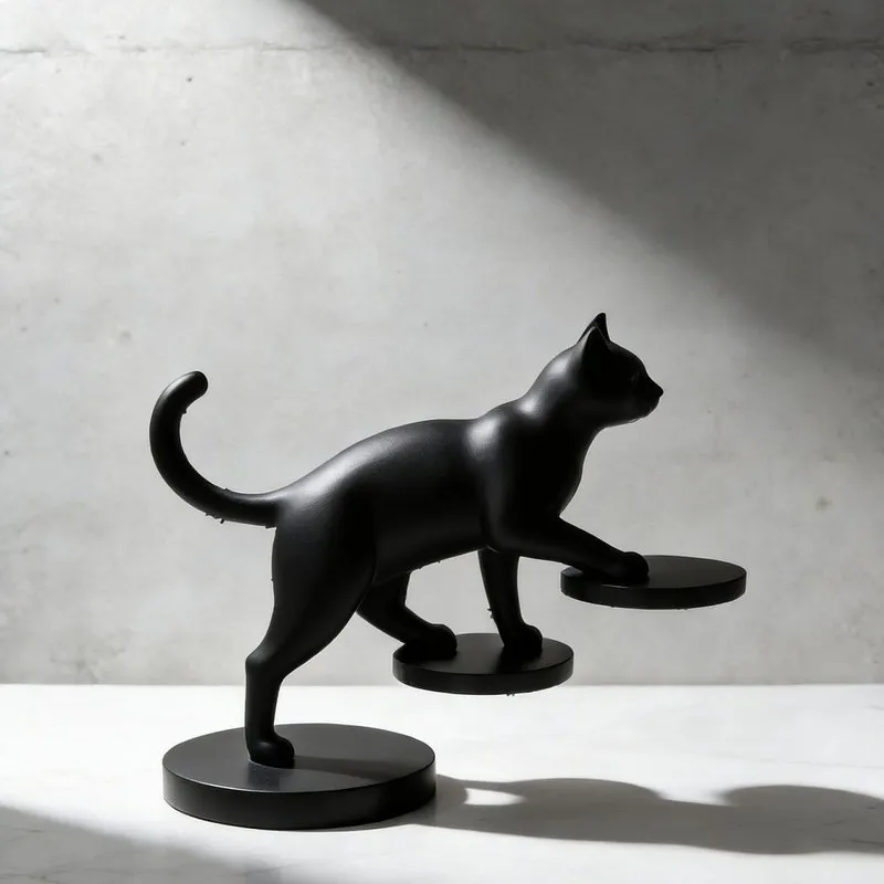 Black Kitten Abstract Stretching Figurine Resin Mould Minimal Modern Pet Caf