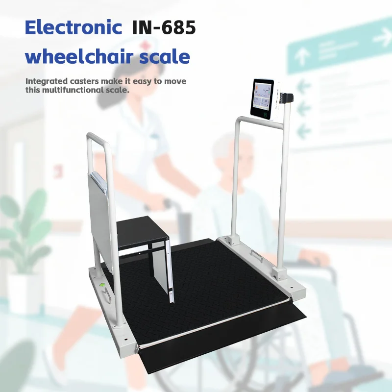 High-precision medical digital platform wheelchair scale ramp custom steel LCD screen system QR code scanning