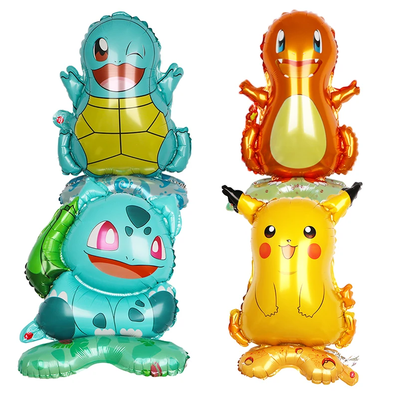 4/1Pcs Standing Pokemon Balloon Cartoon Pikachu Squirtle Bulbasaur figure Foil Ballon Decor Supplies Kids Birthday Party Gift