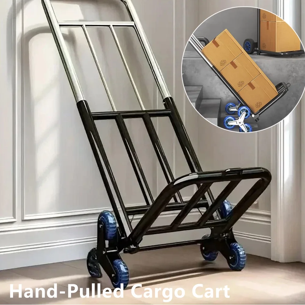 عربة اليد المحمولة 6 عجلات عربة سحب قابلة للطي تحمل الحمل الثقيل سحب صغير Tru السلع المنزلية عربة تسلق الدرج #1